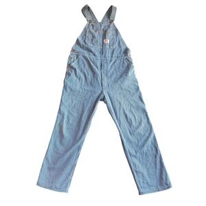 Round House Mens Cotton Distressed Denim Overalls Hickory PinStripe Workwear